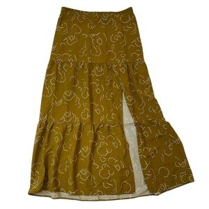 Nine West Olive Green Floral Maxi Boho Bohemian Hippie Skirt Medium